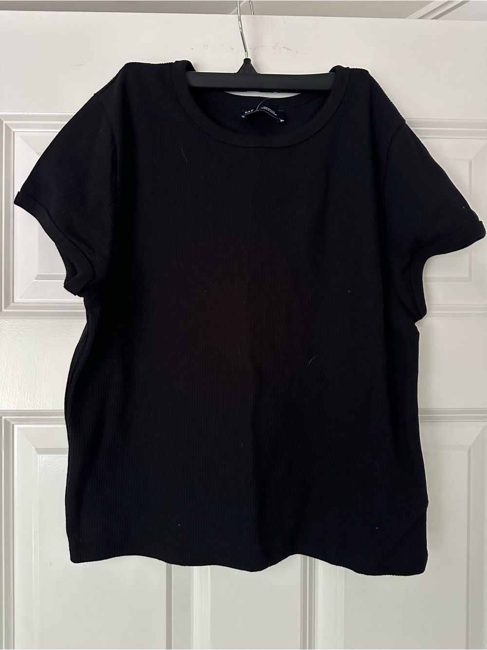 GAP Black Short Sleeve Ribbed Tee